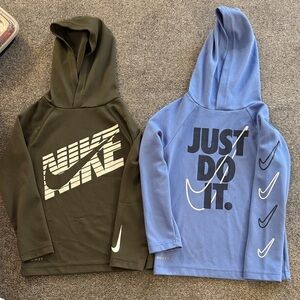 Boys Nike Kids' Olive and Light Blue Hoodies Dri Fit